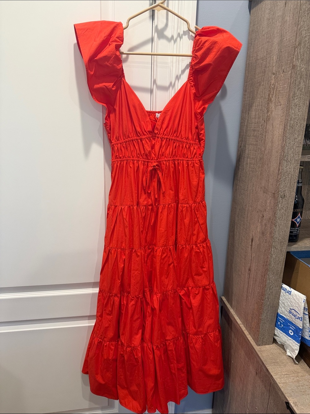 TCEC Boutique Red Maxi Dress with Flutter Sleeves